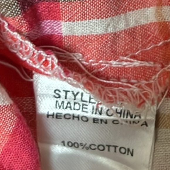 Entro, Plaid, 100% Cotton, Side Pockets Multi Colors, Roll Tab Sleeves Top, S - Picture 5 of 6